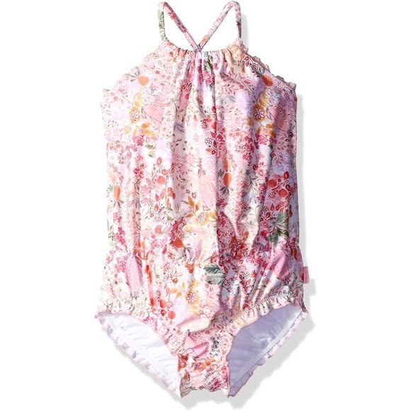 NWT Seafolly Prairie Girl Blouson Tank Swimsuit Girl's 3 Ballet Pink